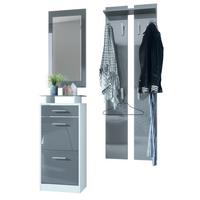 GARDEROBE Loret Front in Grau Hochglanz - Grau, Holzwerkstoff (140/200/23cm) - Vladon