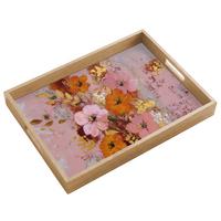 TABLETT Malerei - Blumen - Rustikal - Rosa 50x35 cm - Rosa, Holz (50/5/5cm) - OnlyWow