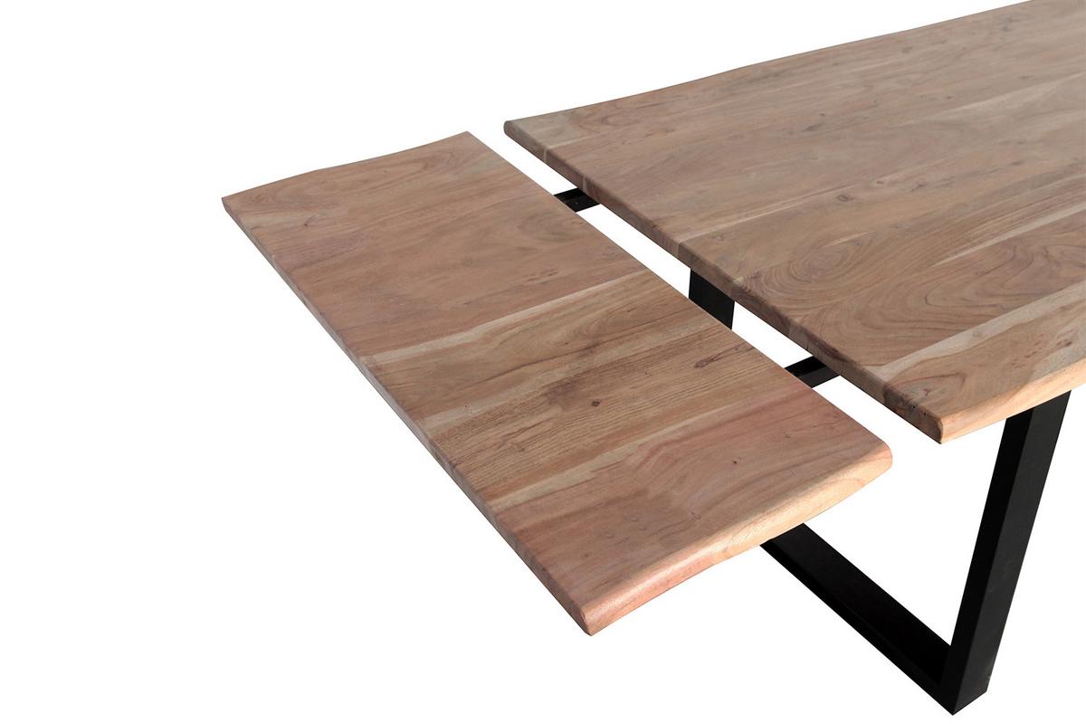 ESSTISCH LORE Holz Akazie - Zwetschgeholzfarben/Schwarz, Holz/Metall (90/140/77cm) - KAWOLA