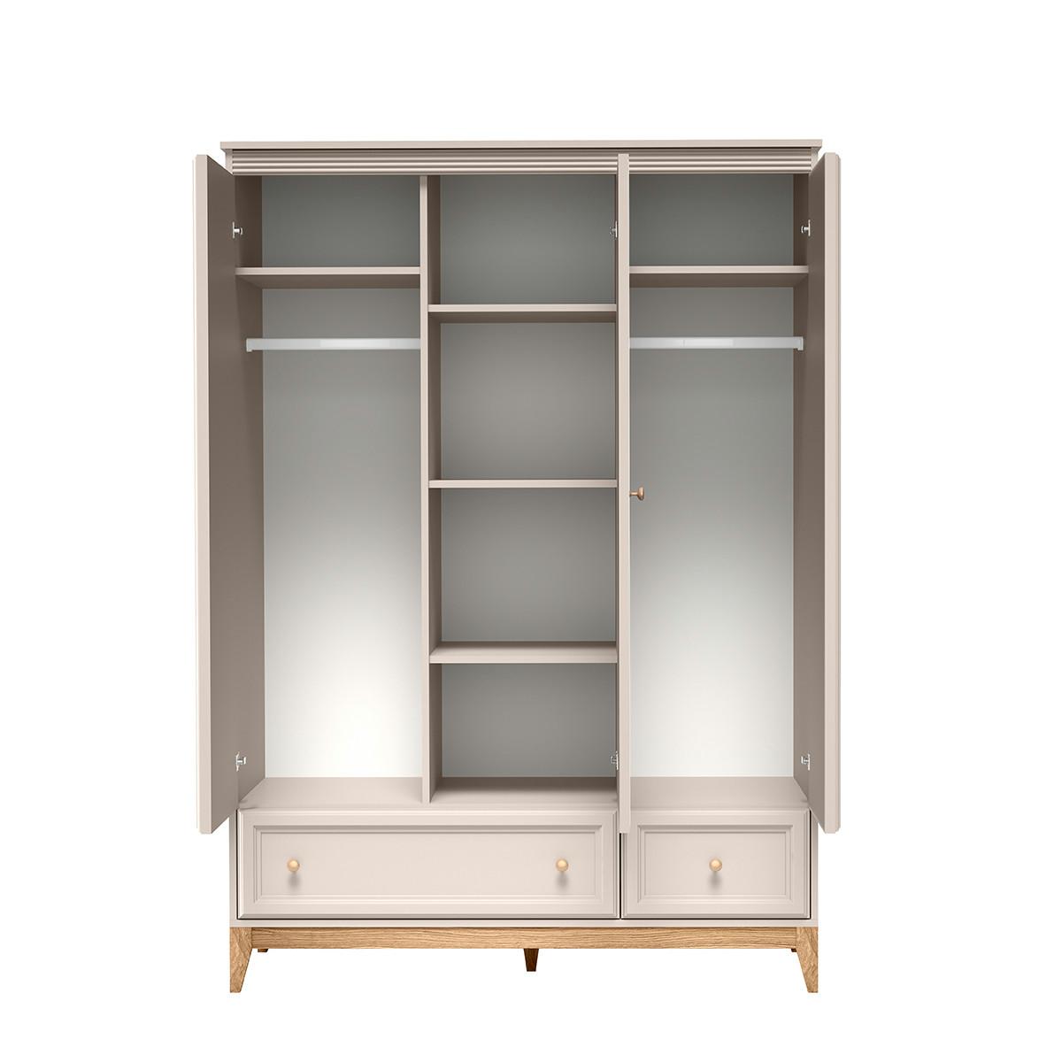 DREHTÜRENSCHRANK CUNEO 135,5/193/54,6 cm 3-türig mit Spiegel Kaschmir - Kaschmir, Holzwerkstoff (135.5/193/54.6cm) - MASSENO