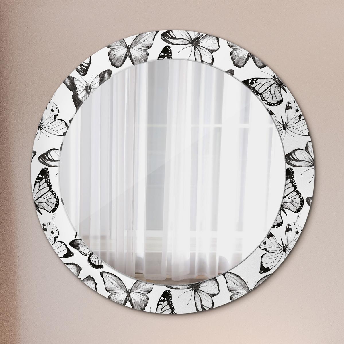 SPIEGEL Rund Ø 70 cm mit Aufdruck - Schwarz, Glas (70/70/0.4cm) - Wallfluent