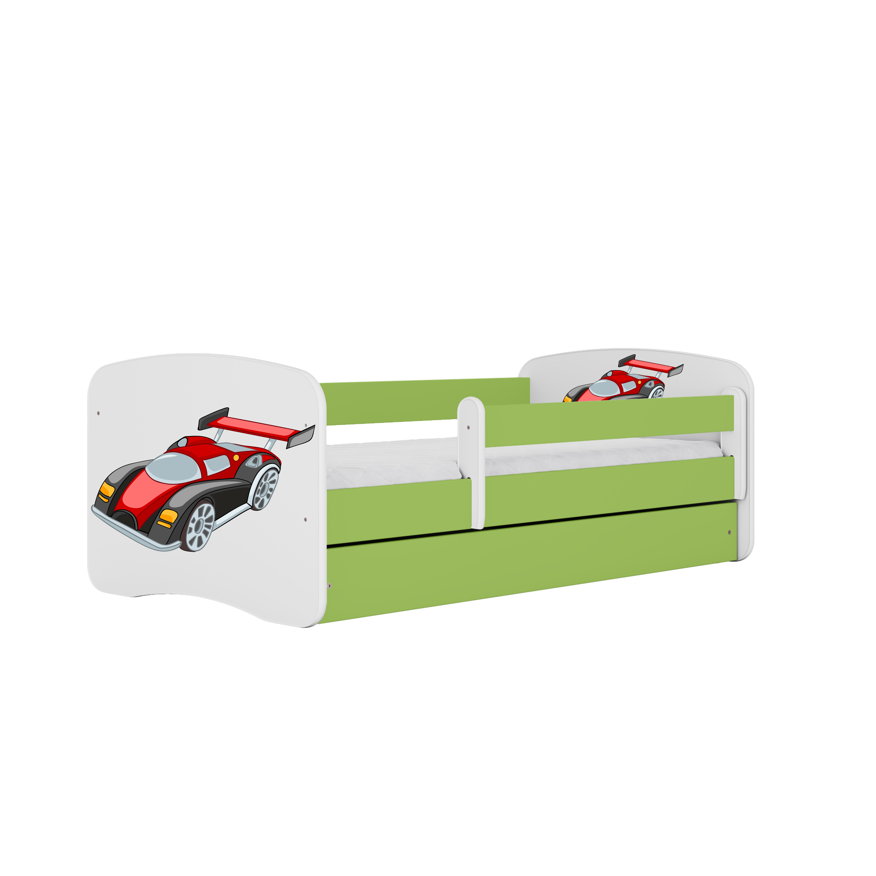 KINDERBETT Rennwagen mit Schublade 140/70 80/61/144 - Grün, Holzwerkstoff (70/140cm) - RAUMHIRSCH FURNITURE