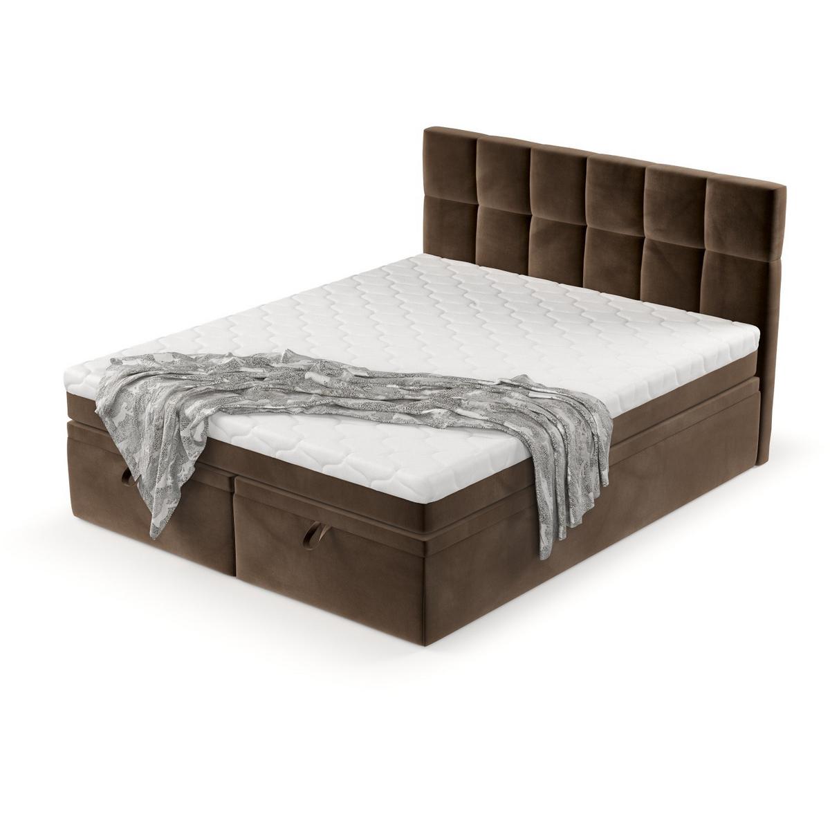 BOXBETT Elano 140/200 cm Braun im Kronos Stoff - Schwarz/Braun, Holz/Holzwerkstoff (140/200cm) - AltaBeds