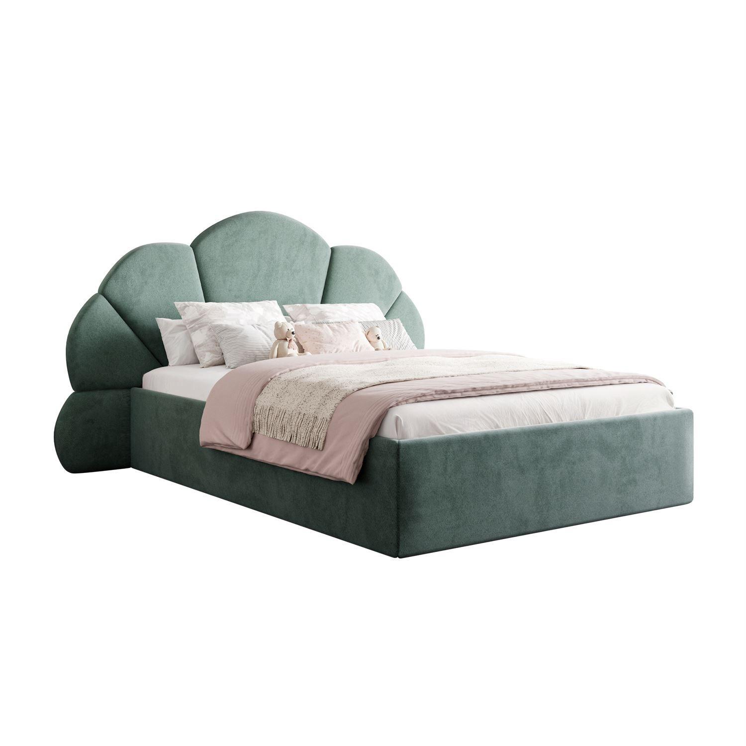 POLSTERBETT ARIEL mit Bettkasten 90x200 cm Element 15 - Grün, Textil (90/200cm) - Lookway