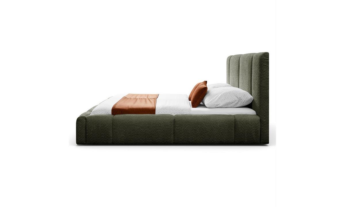 POLSTERBETT ELENA 160x200 cm Olivgrün (Anthology 12), 34 Holzlatten, Kopfteil 108 cm - Grün, Textil (160/200cm) - Lookway