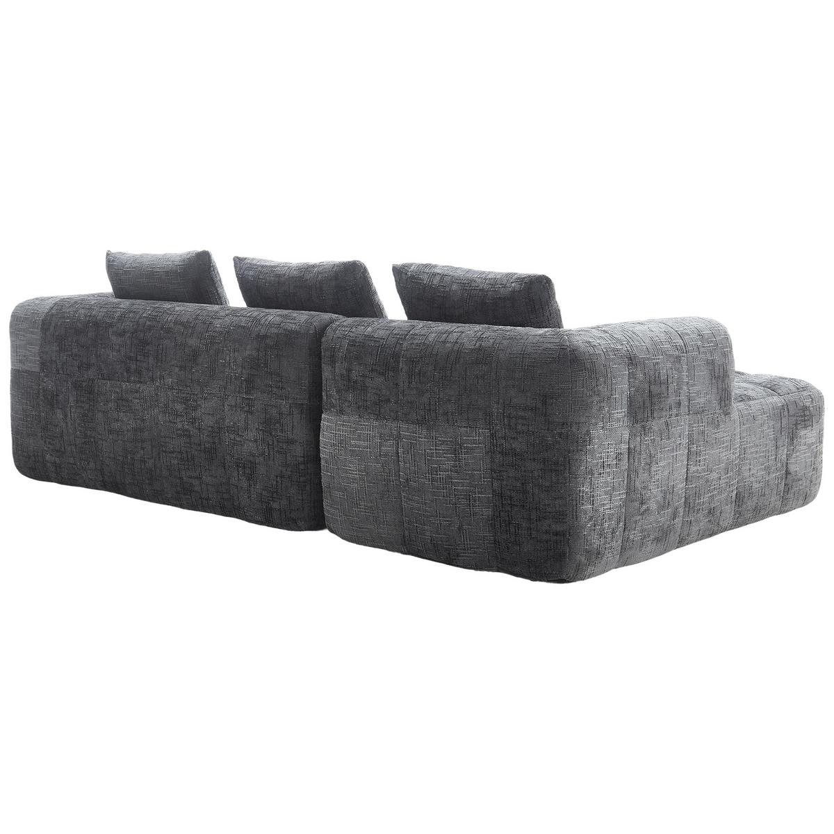 ECKSOFA chenille L-form mit chaiselongue & 3 kissen - Grau, Textil (250/158cm) - Urban Meuble