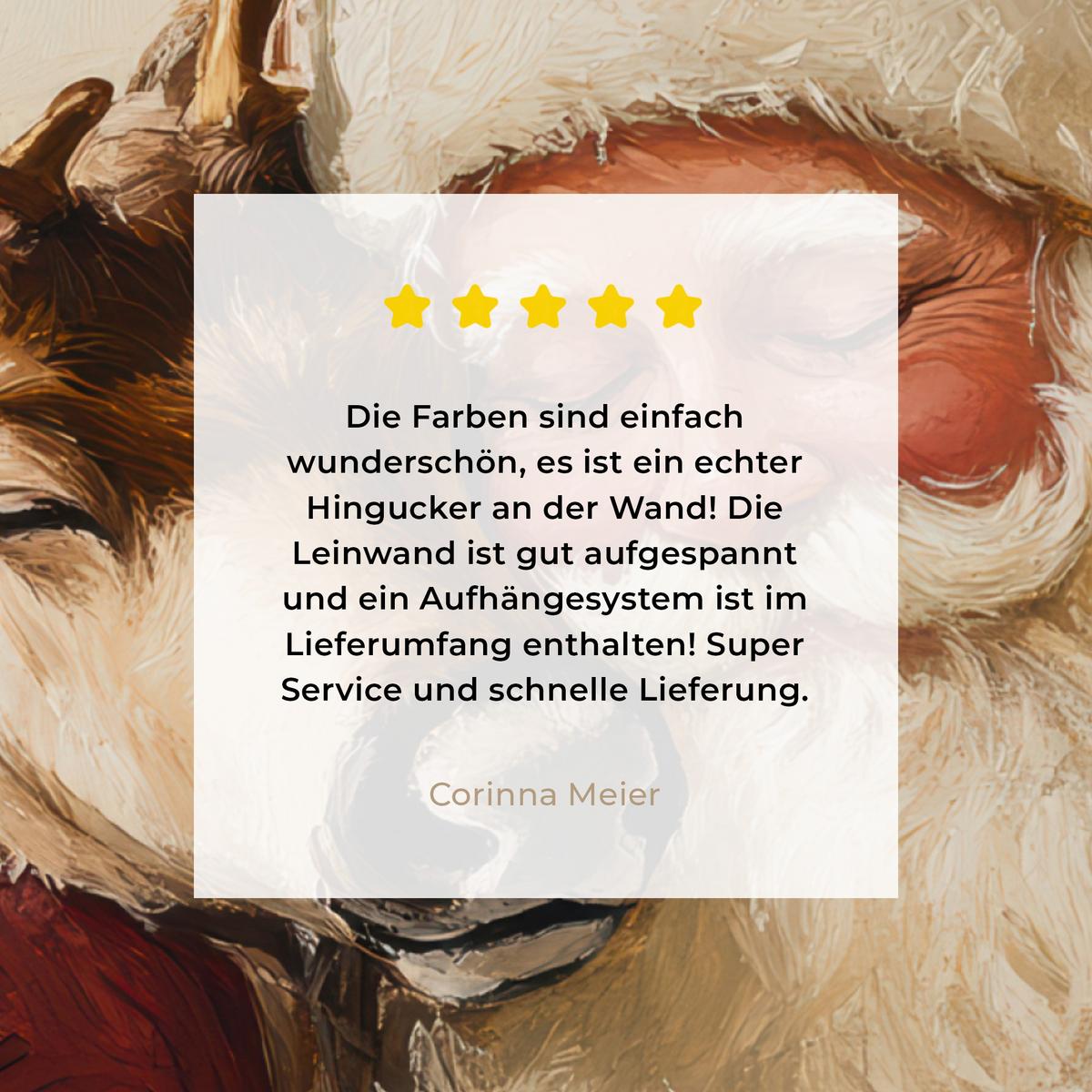 LEINWANDBILD Weihnachtsmann - Rentier - Weihnachten Deko Groß 90x90 cm - Rotbraun, Textil (90/90cm) - MuchoWow