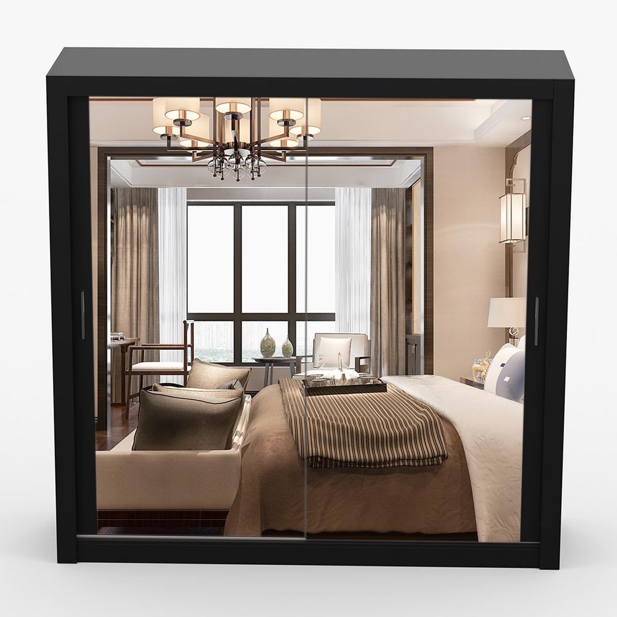 KLEIDERSCHRANK Milan 203 cm, 203/215/64, 2-türig, schwarz - Schwarz, Holzwerkstoff (203/215/64cm) - imoebel24