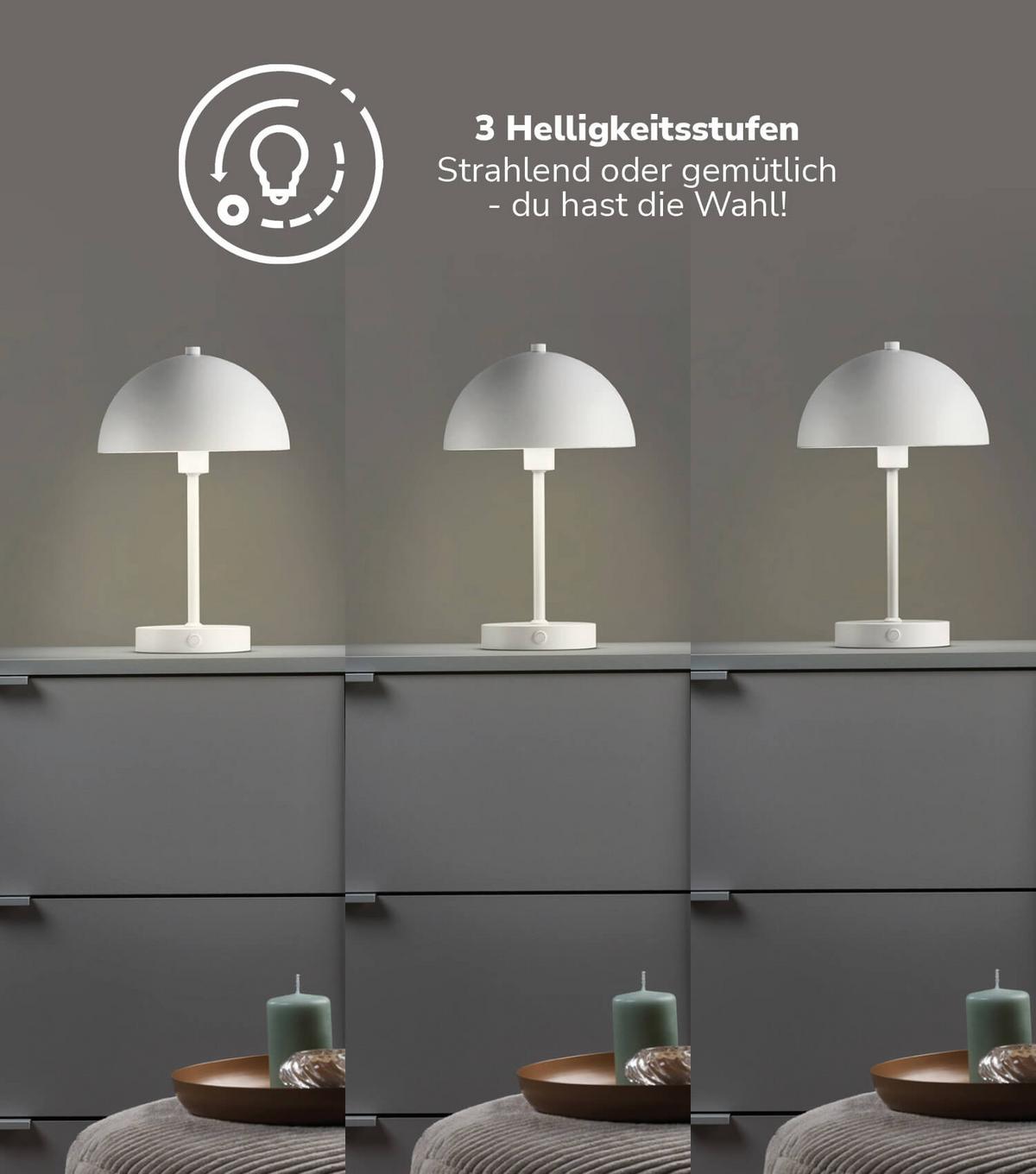 TISCHLAMPE KABELLOS Der Leuchtturm - Weiß, Metall (20/20/31.5cm) - Mokebo