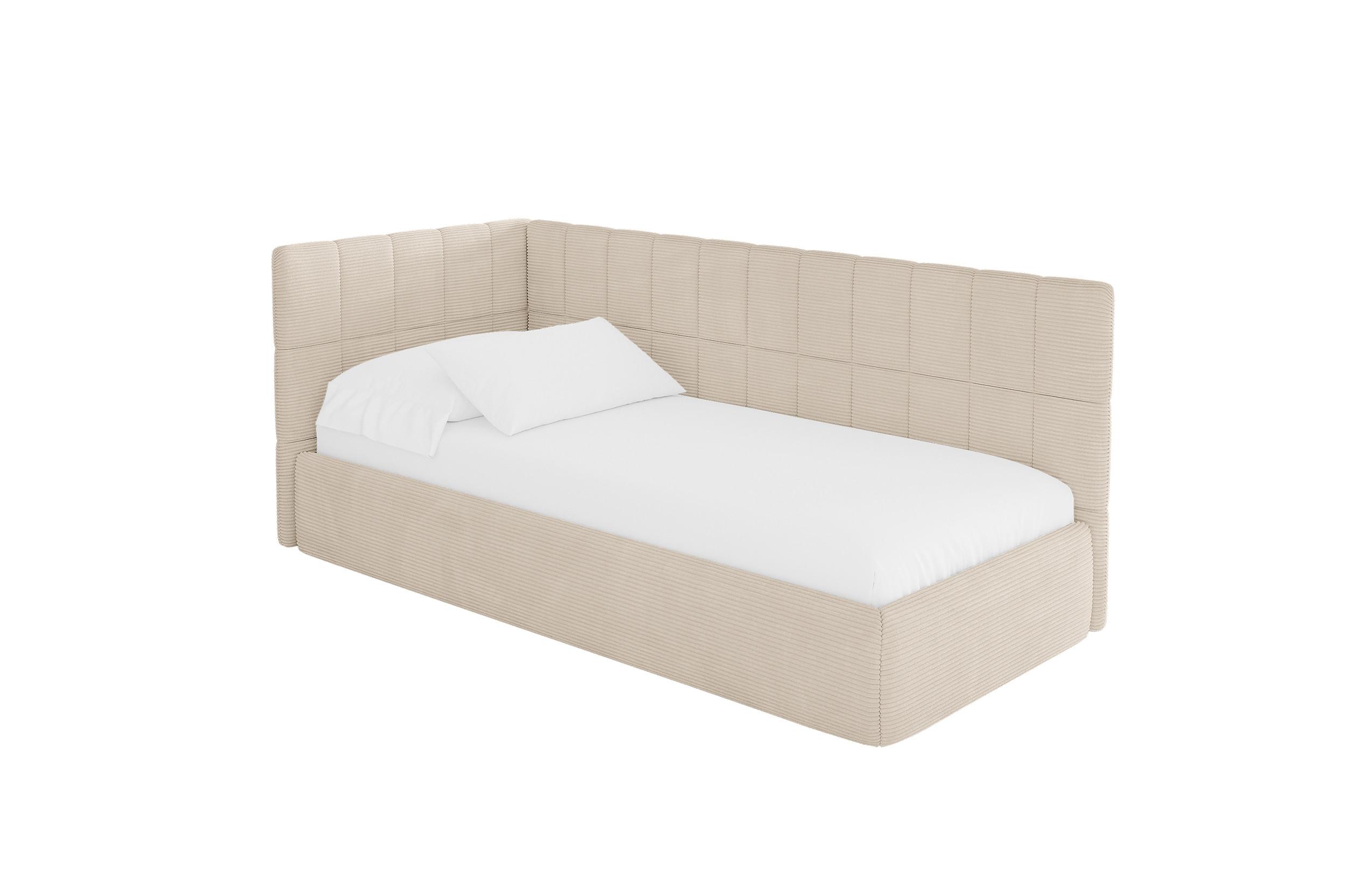 EINZELLBETT Jugendbett mit Bettkasten, Rechts - TULY 100x200 Beige - Kaschmir, Holzwerkstoff/Textil (100/200cm) - ALTDECOR