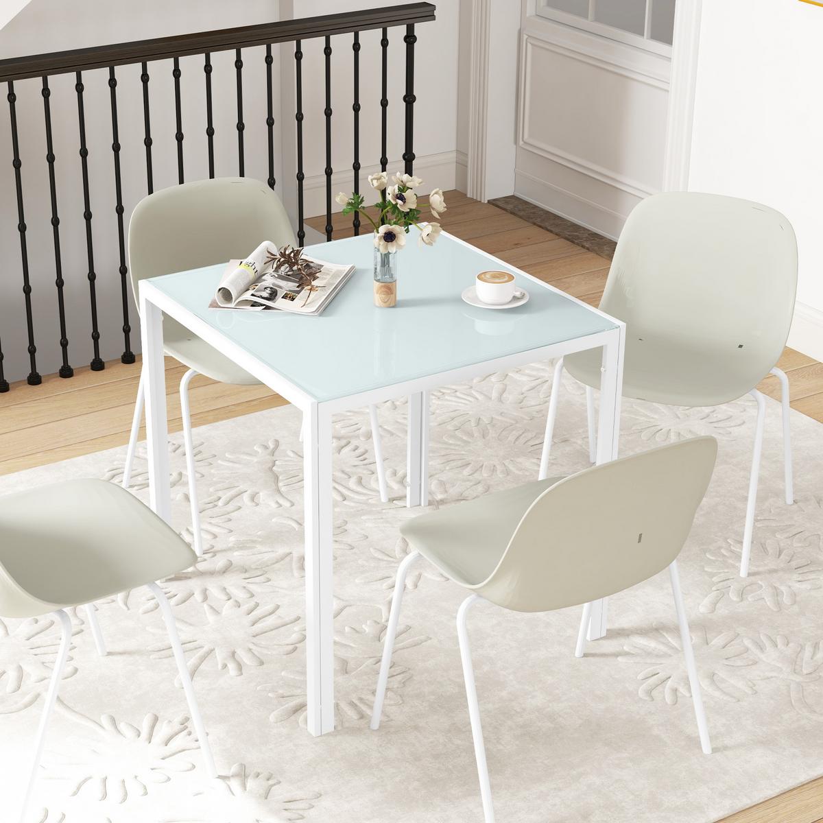 ESSTISCH Esszimmertisch Quadratischer Küchentisch für 4 Personen, Weiß - Weiß, Metall (75/75/75cm) - HOMCOM