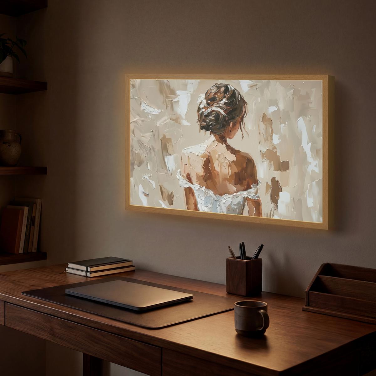 WANDLEUCHTE MIT AKKU Frau - Farbe - Abstrakt - Beige - Modern 60x40 cm - Hellbraun, Holzwerkstoff (60/40/8cm) - OnlyWow