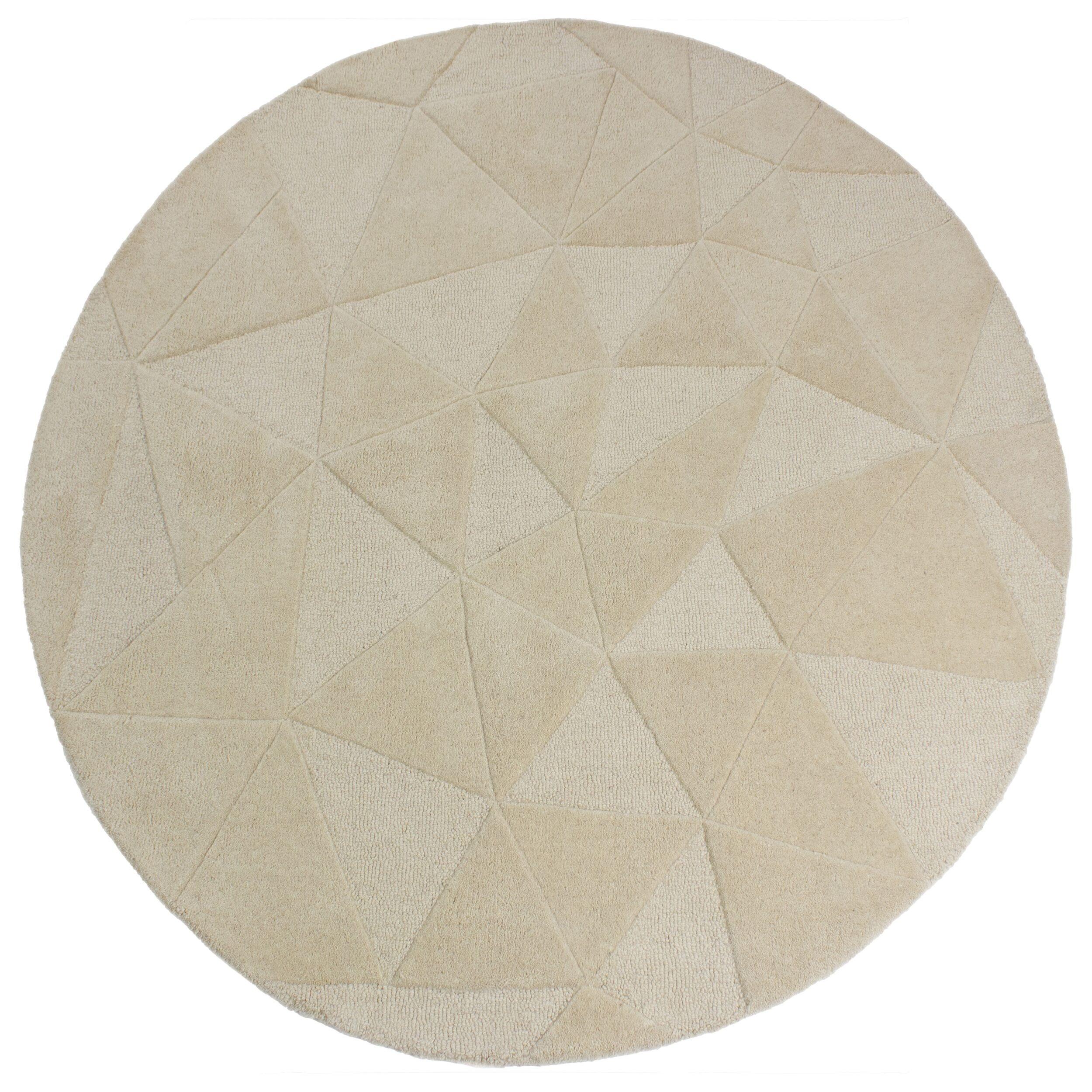 WOLLTEPPICH DEBEN, geometrisch, Natur, Ø 160 cm - Beige, Textil (160/160cm) - KADIMA DESIGN