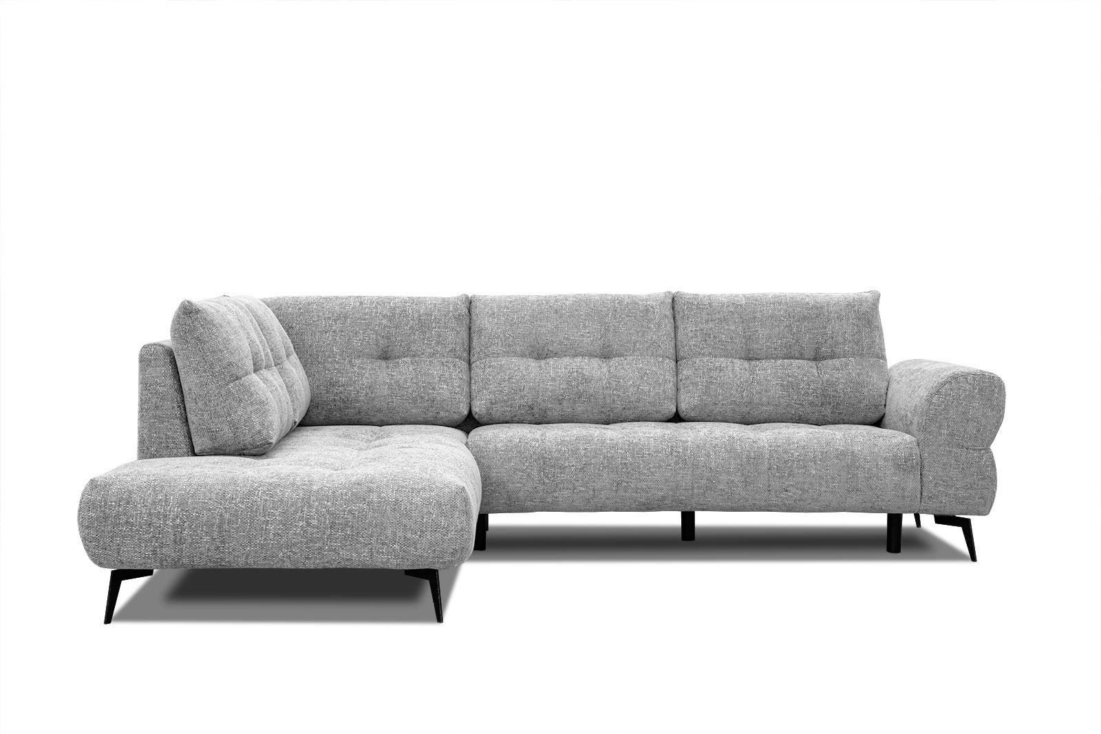 ECKSOFA SALVINI 5-Sitzer, grau - Schwarz/Grau, Holzwerkstoff/Textil (158/292cm) - Wozimo