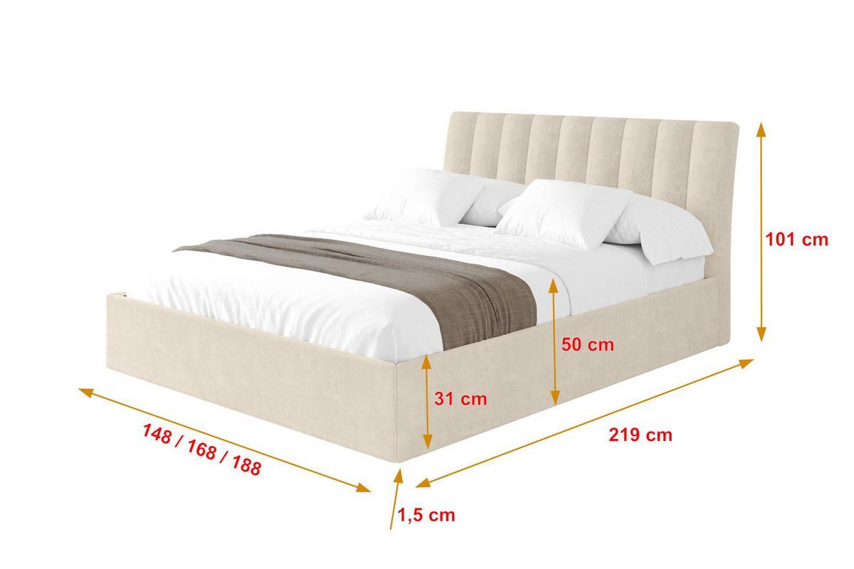 POLSTERBETT mit Bettkasten und Lattenrost, Bett mit Matratze H3/H4 - ILAN 140x200 Beige - Beige, Holzwerkstoff/Textil (140/200cm) - ALTDECOR