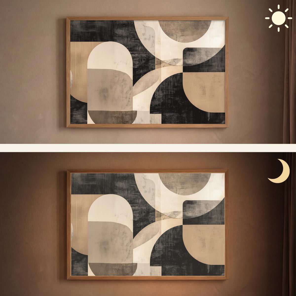 WANDLEUCHTE MIT AKKU Abstrakt - Formen - Modern - Beige 100x70 cm - Grau, Holzwerkstoff (100/70/8cm) - OnlyWow