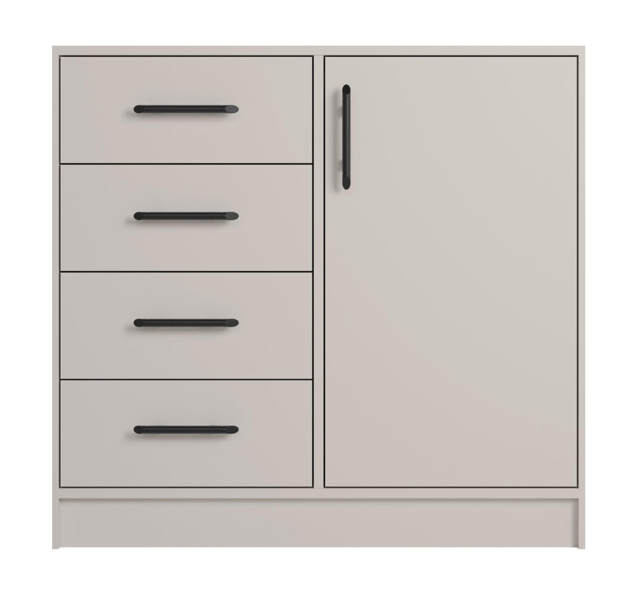 KOMMODE VANO 90/84/40cm mit 4 Schubladen 1 Türen Kaschmir - Kaschmir, Holzwerkstoff (90/84/40cm) - MASSENO