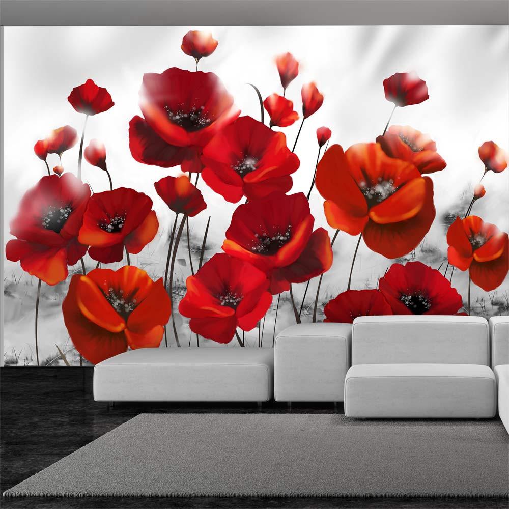 SELBSTKLEBENDE FOTOTAPETE Rot 98/70 cm - Rot/Weiß, Kunststoff/Textil (98/1cm) - KUNSTLOFT