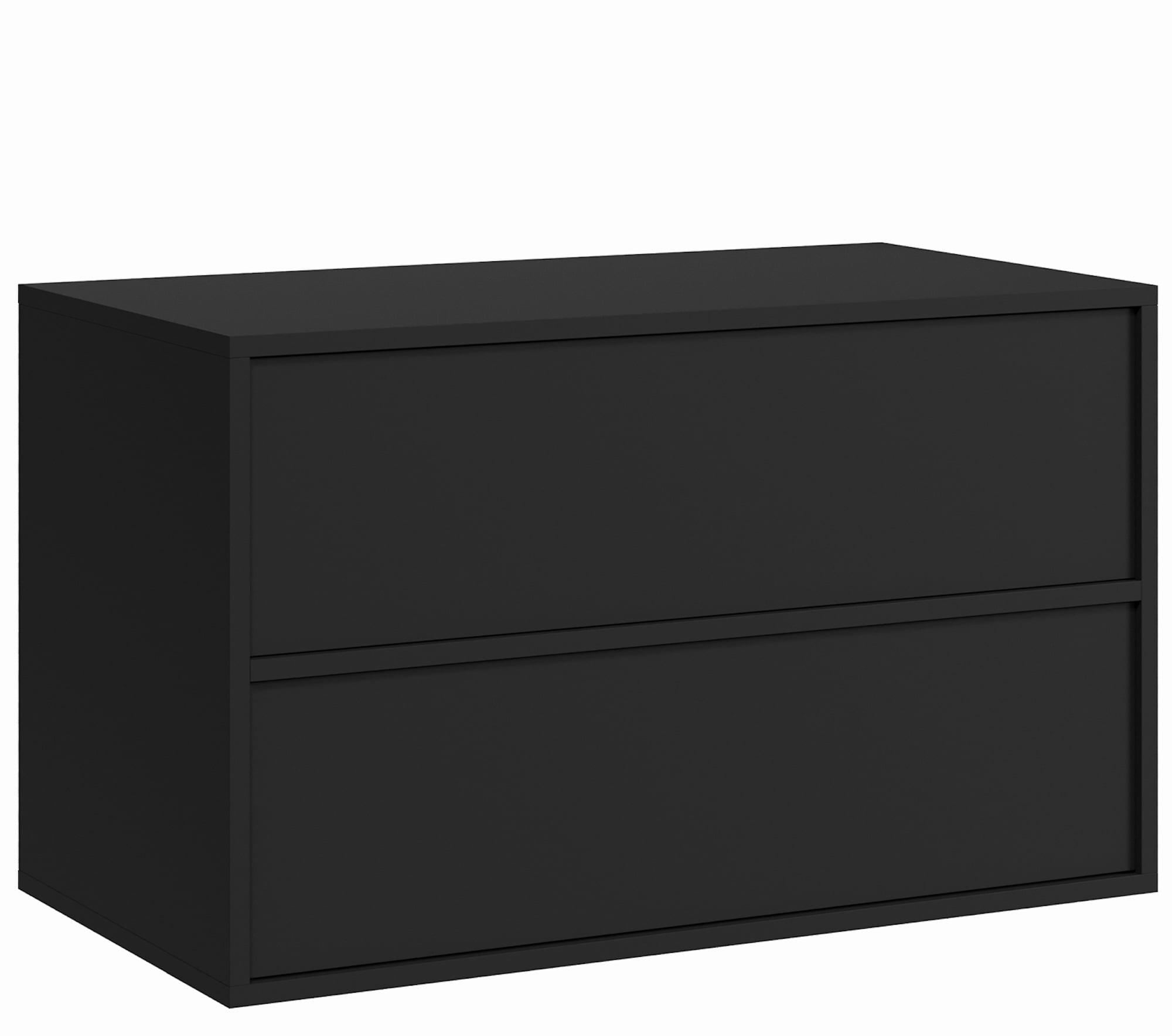 WASCHBECKENUNTERSCHRANK Mali 2 Schubladen Schwarz Matt - 80 x 46 x 54 cm - Schwarz, Holz (80/54/46cm) - Badplaats