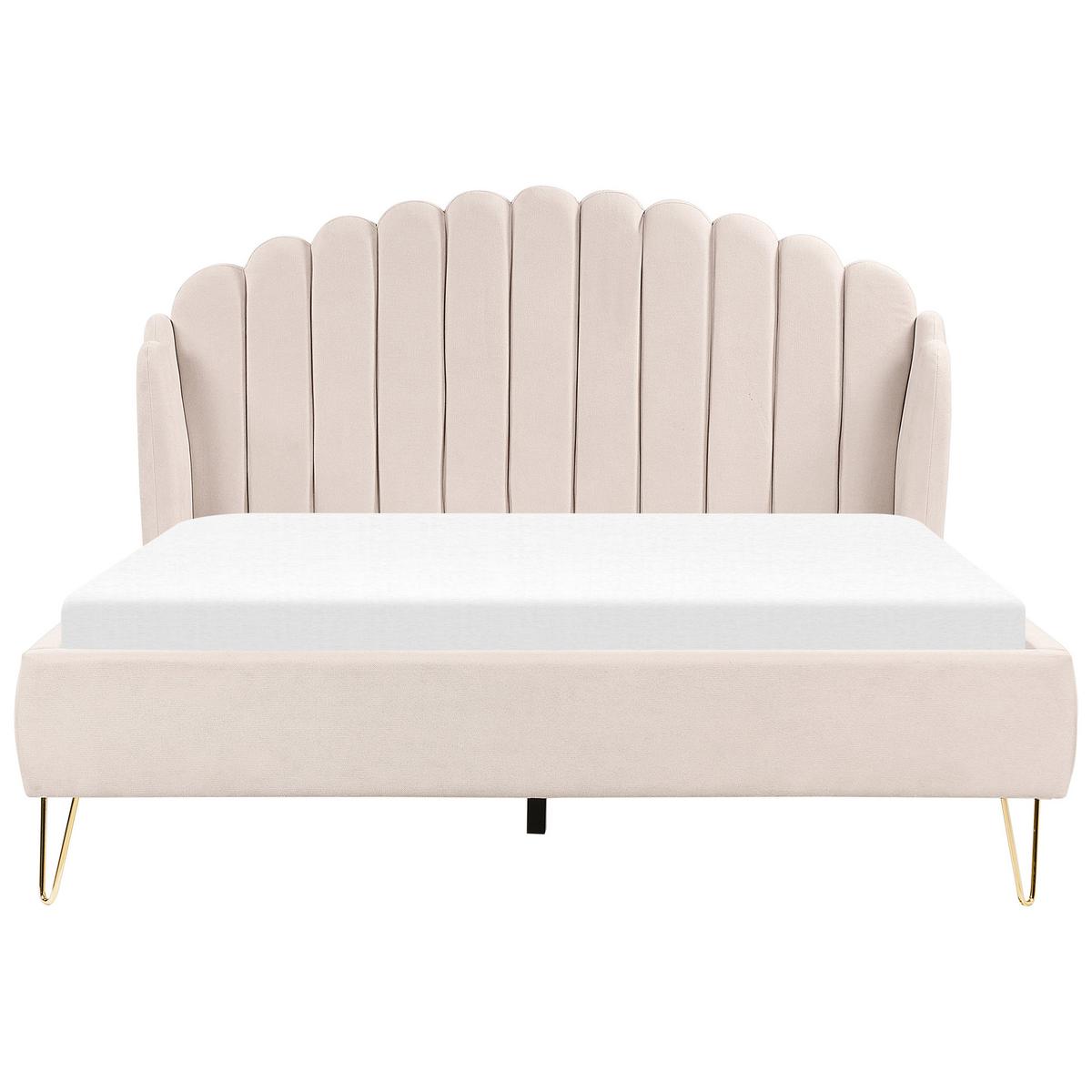 POLSTERBETT 160/200cm Helles Beige Ambillou - Beige, Textil (160/200cm) - Beliani