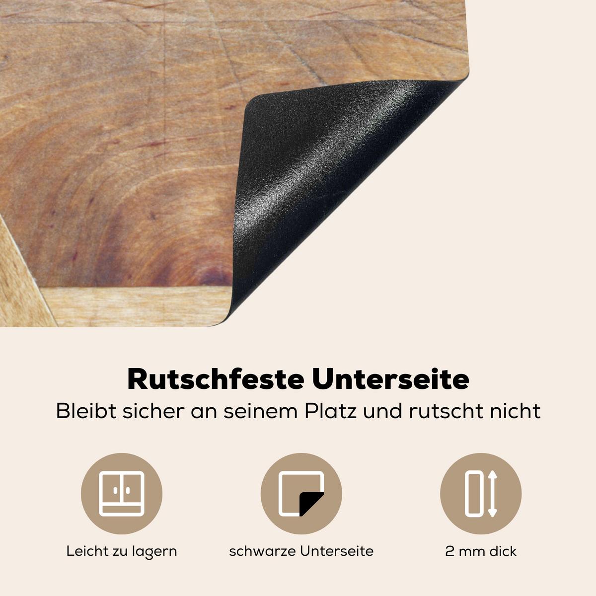 HERDABDECKPLATTE Holz - Löffel - Braun - Smiley Induktionsmatte 78x78 cm - Hellbraun, Kunststoff (78/78/0.2cm) - MuchoWow