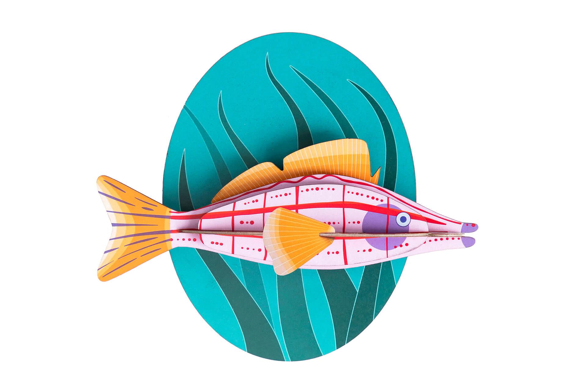 WANDDEKO Langnasen-Falkenfisch 20/4 cm - Multicolor, Wellpappe (20/4/17cm) - Studio Roof