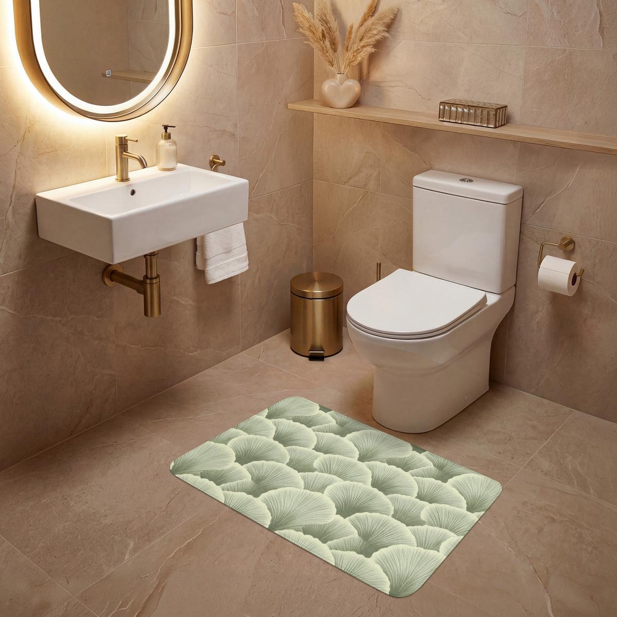 WC-VORLEGER Fächer - Blatt - Grün Toilettenteppich 80x50 cm - Pastellgrün, Textil (80/1cm) - OnlyWow