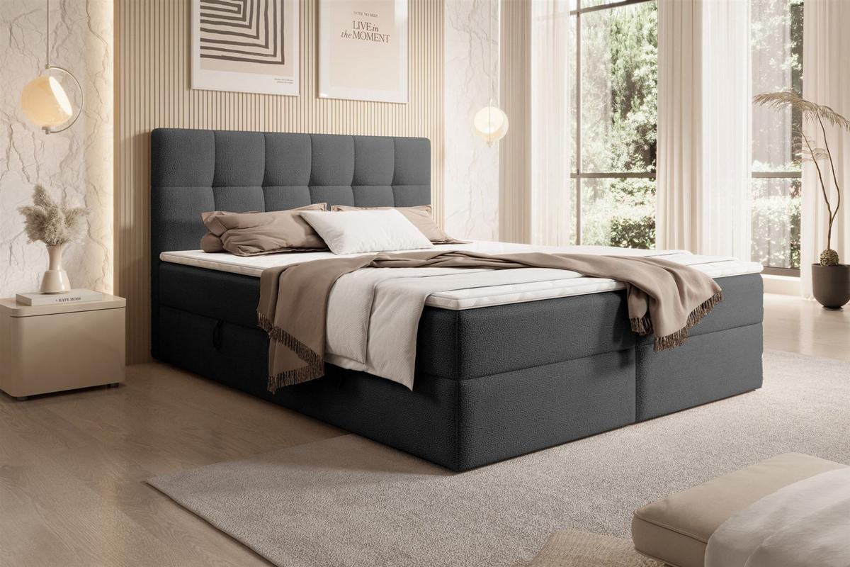 BOXBETT Arturo In Freya - Schwarz, Holzwerkstoff/Textil (140/200cm) - Fun Möbel