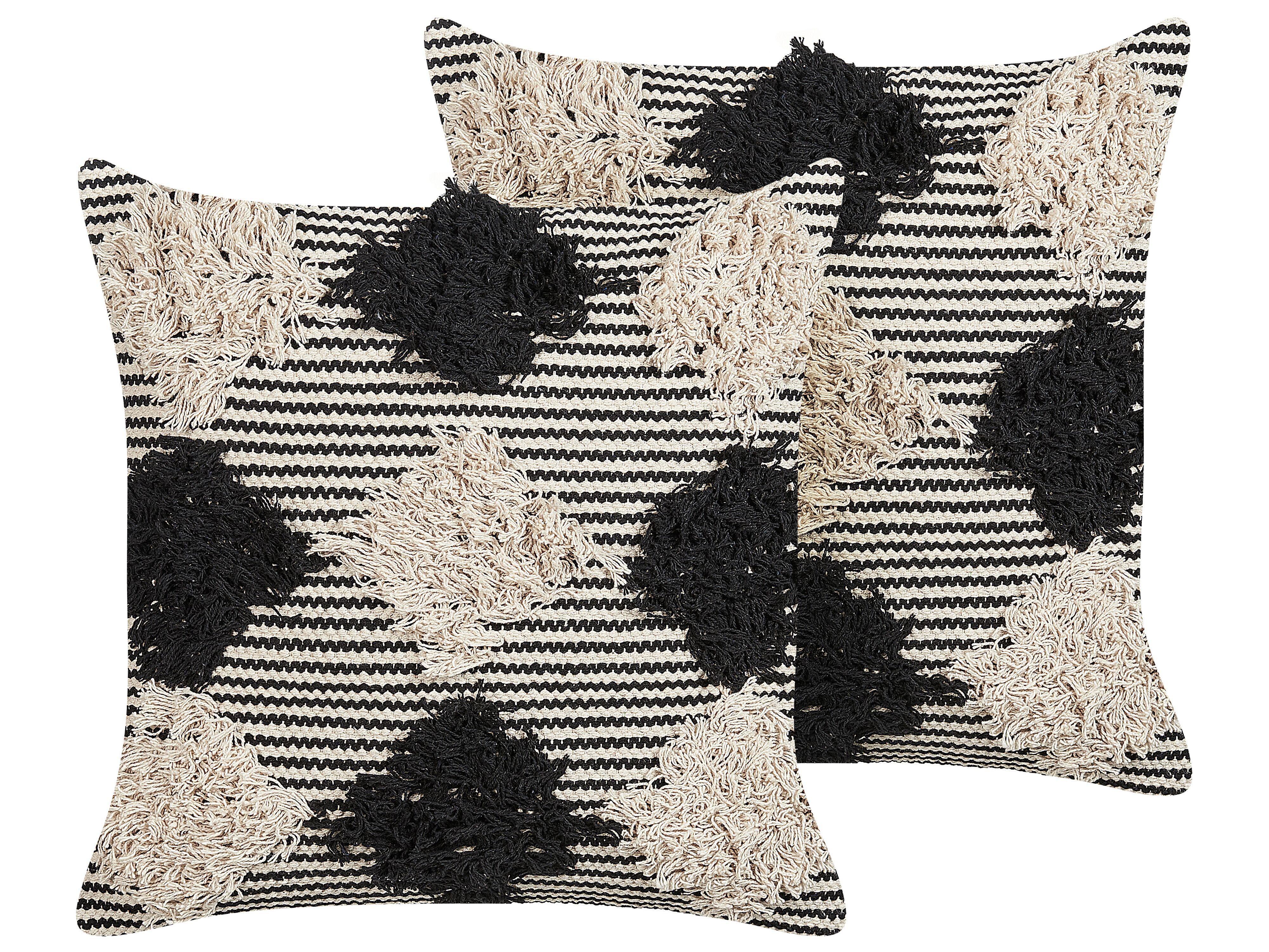 DEKOKISSEN 2er-Set Beige 50/50 cm Bhusawal - Beige, Naturmaterialien/Textil (50/50cm) - Beliani