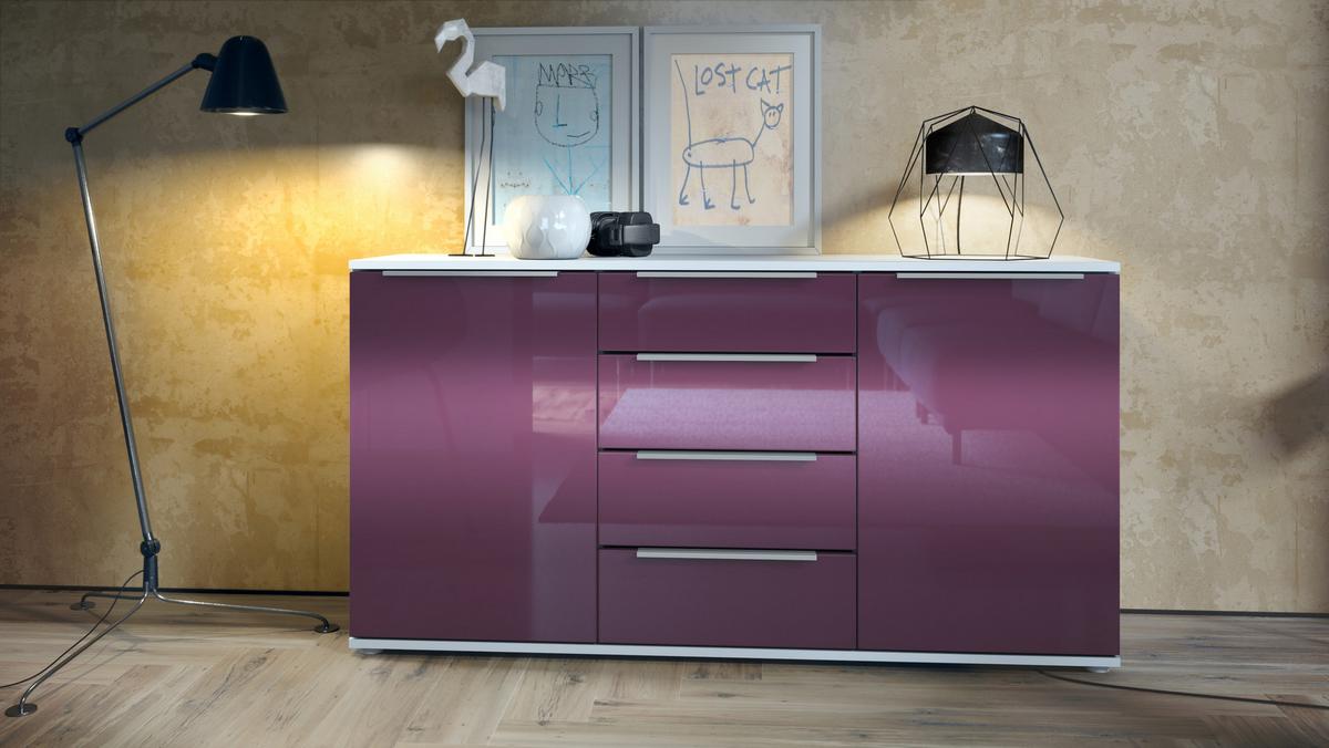SIDEBOARD Porto Brombeer Hochglanz - Brombeere, Holzwerkstoff (139/72.5/35cm) - Vladon