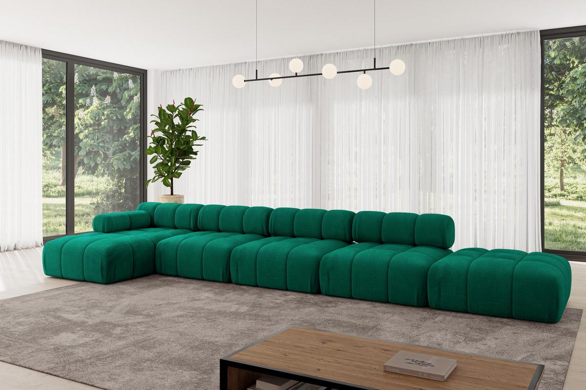 ECKSOFA modulares Sofa Lizur-L3 - 475x160x70 cm Dunkelgrün Velours - Dunkelgrün, Holzwerkstoff/Textil (475/160cm) - ALTDECOR
