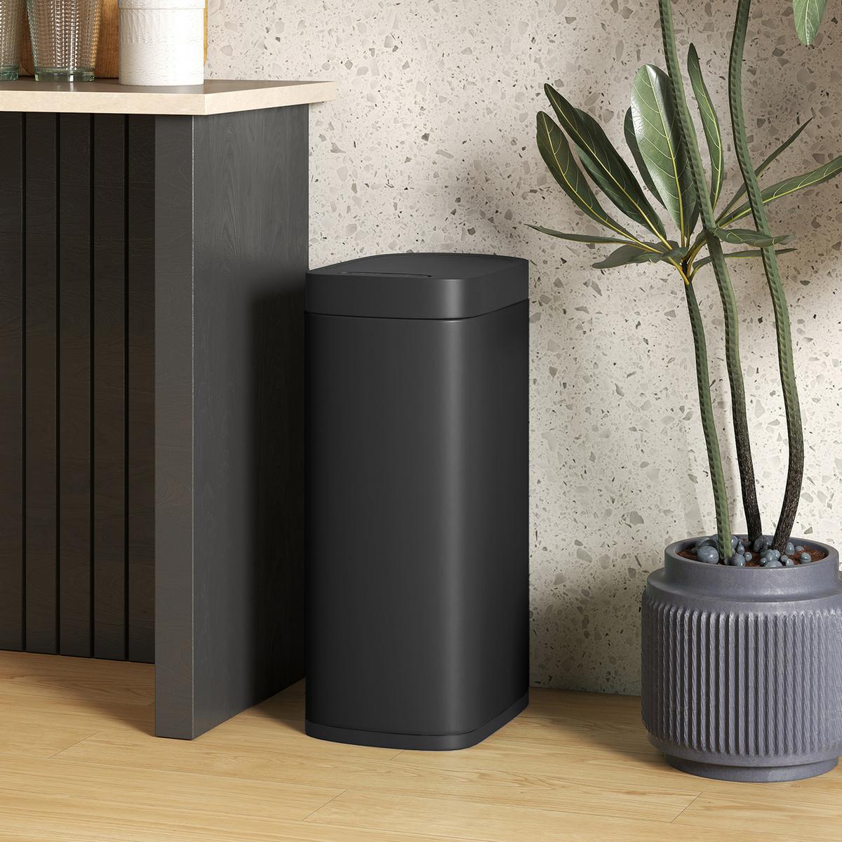 SENSOR-MÜLLEIMER Metall ABS Schwarz - Schwarz, Metall (26.5/68/35.5cm) - HOMCOM
