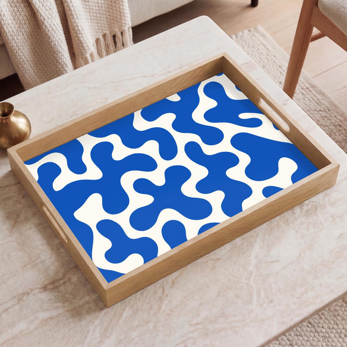 TABLETT Formen - Abstrakt - Blau - Wellen 50x35 cm - Blau, Holz (50/5/5cm) - OnlyWow