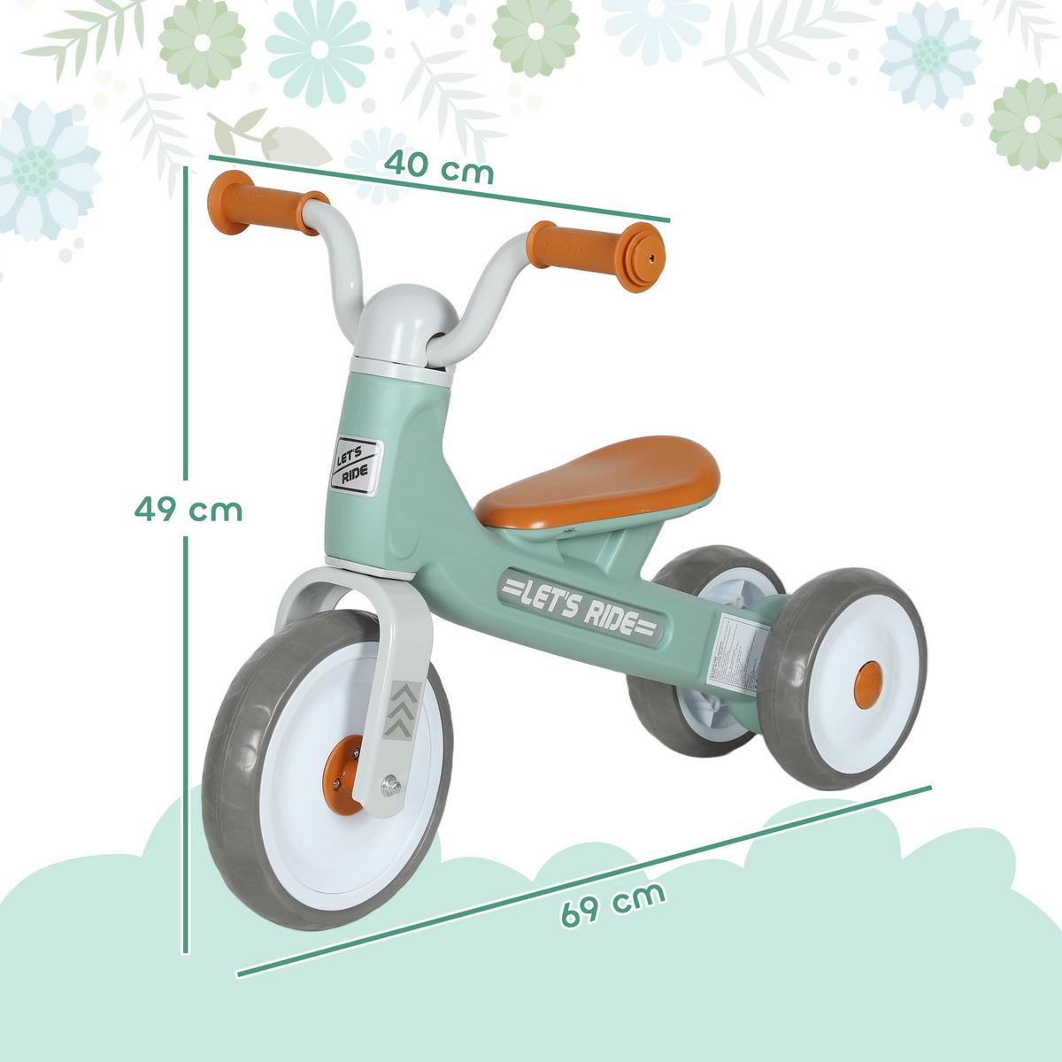 KINDER-LAUFRAD, Lauflernrad für 12-36 Monate Kinder, mit 3 geräuscharme Räder - Grün, Metall (69/40/49cm) - AIYAPLAY