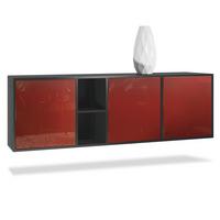 SIDEBOARD Cuba Türen in Bordeaux Hochglanz - Bordeaux, Holzwerkstoff (182/53/35cm) - Vladon