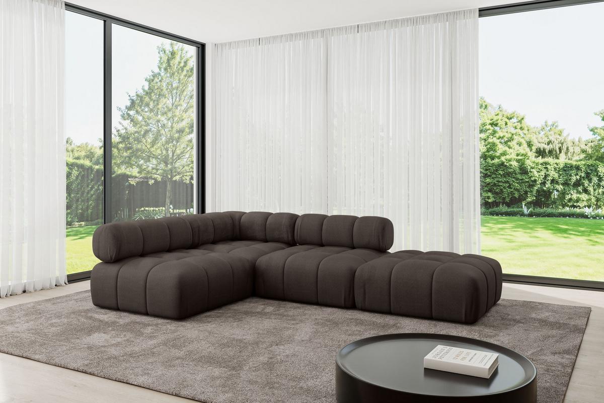 ECKSOFA modulares Sofa Favio-L1 - 285x190x70 cm Braun Velours - Braun, Holzwerkstoff/Textil (285/190cm) - ALTDECOR