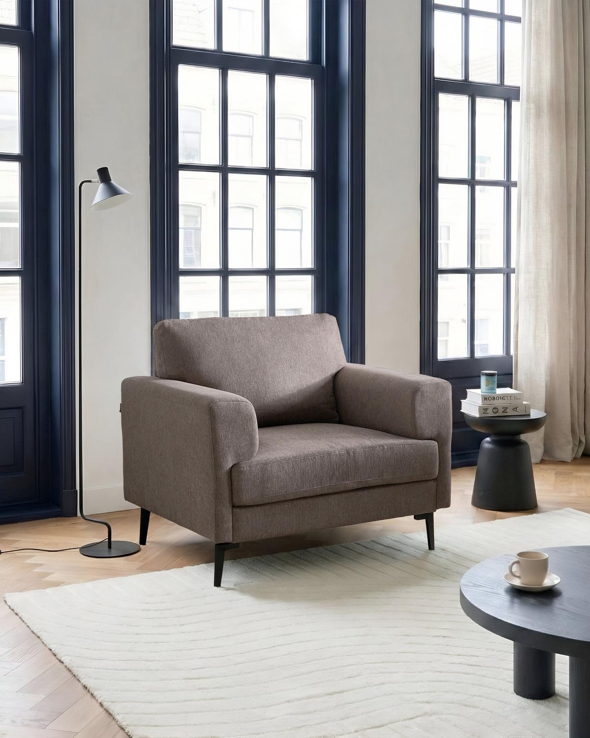 SESSEL Stoff Braun Lousto - Schwarz/Braun, Textil/Metall (102/85/65cm) - Beliani