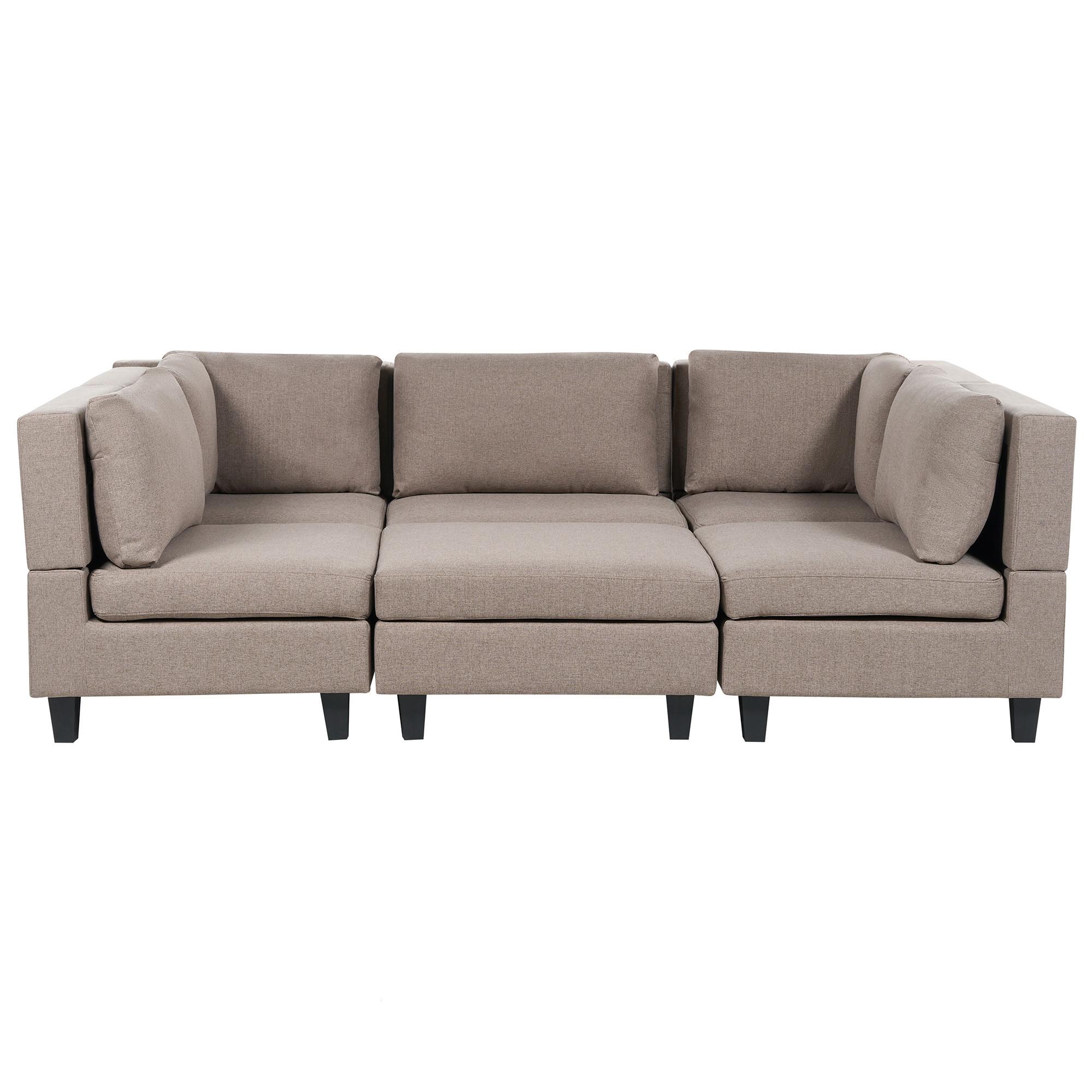 5-SITZER-MODULSOFA U-förmiges Braun Stoff mit Ottomane Unstad - Braun, Textil (228/72/76cm) - Beliani