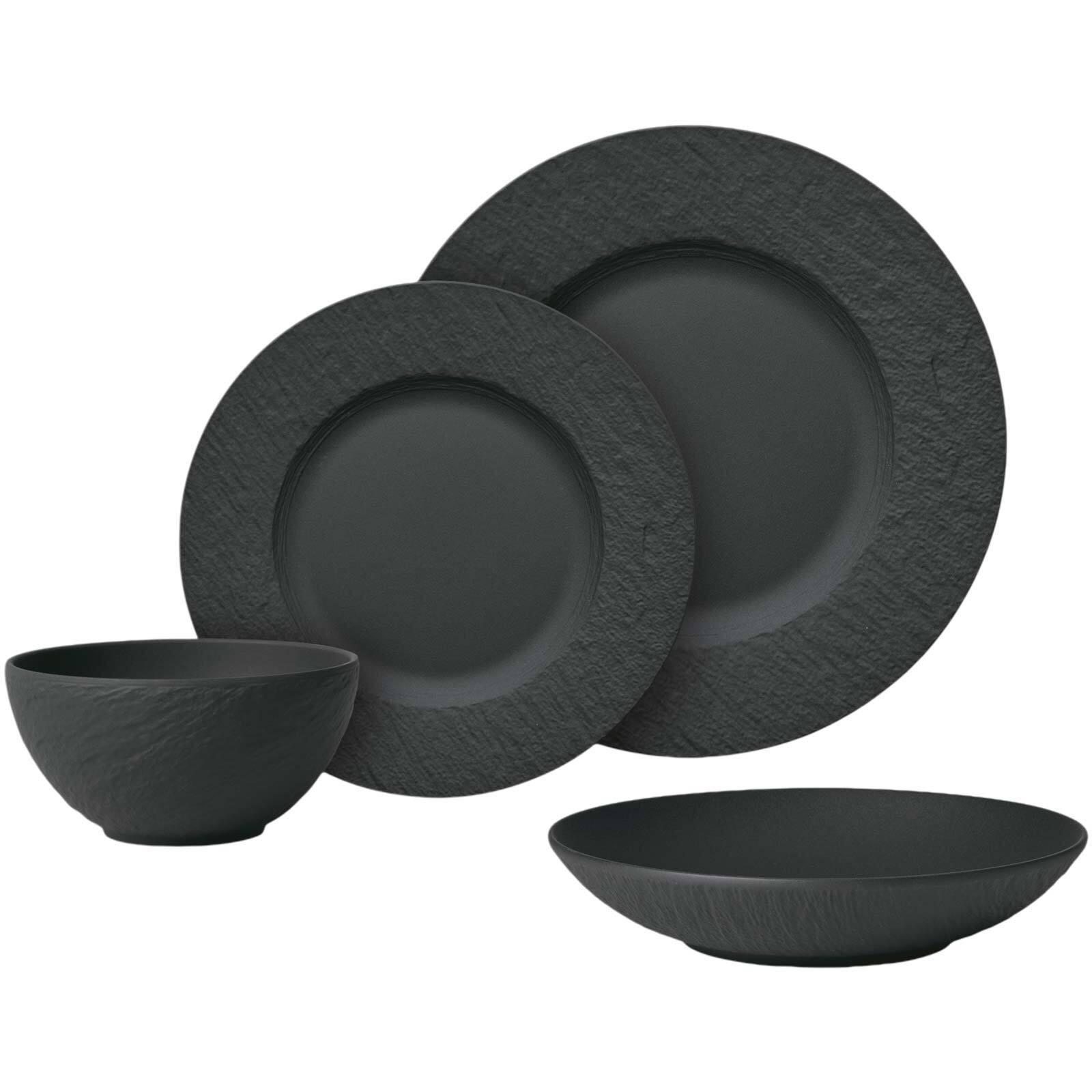TAFELSERVICE Manufacture Rock schwarz 16-tlg. - Schwarz, Keramik (28/32/38cm) - Villeroy & Boch