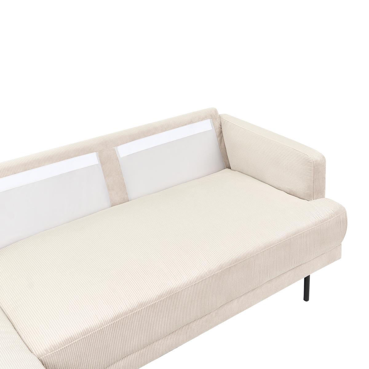 ECKSOFA 4-Sitzer Cord Beige rechtsseitig Breda - Beige/Schwarz, Textil (210/200cm) - Beliani