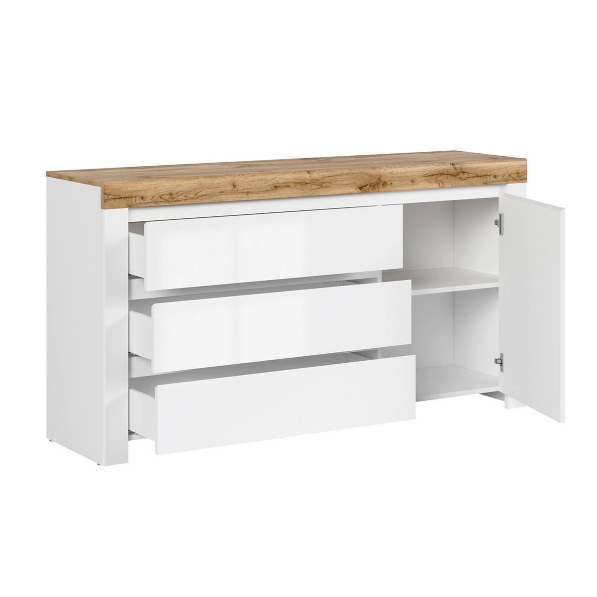 SIDEBOARD Hella Weiß und Holz - Weiß, Holzwerkstoff (156/84/42cm) - Petits-meubles