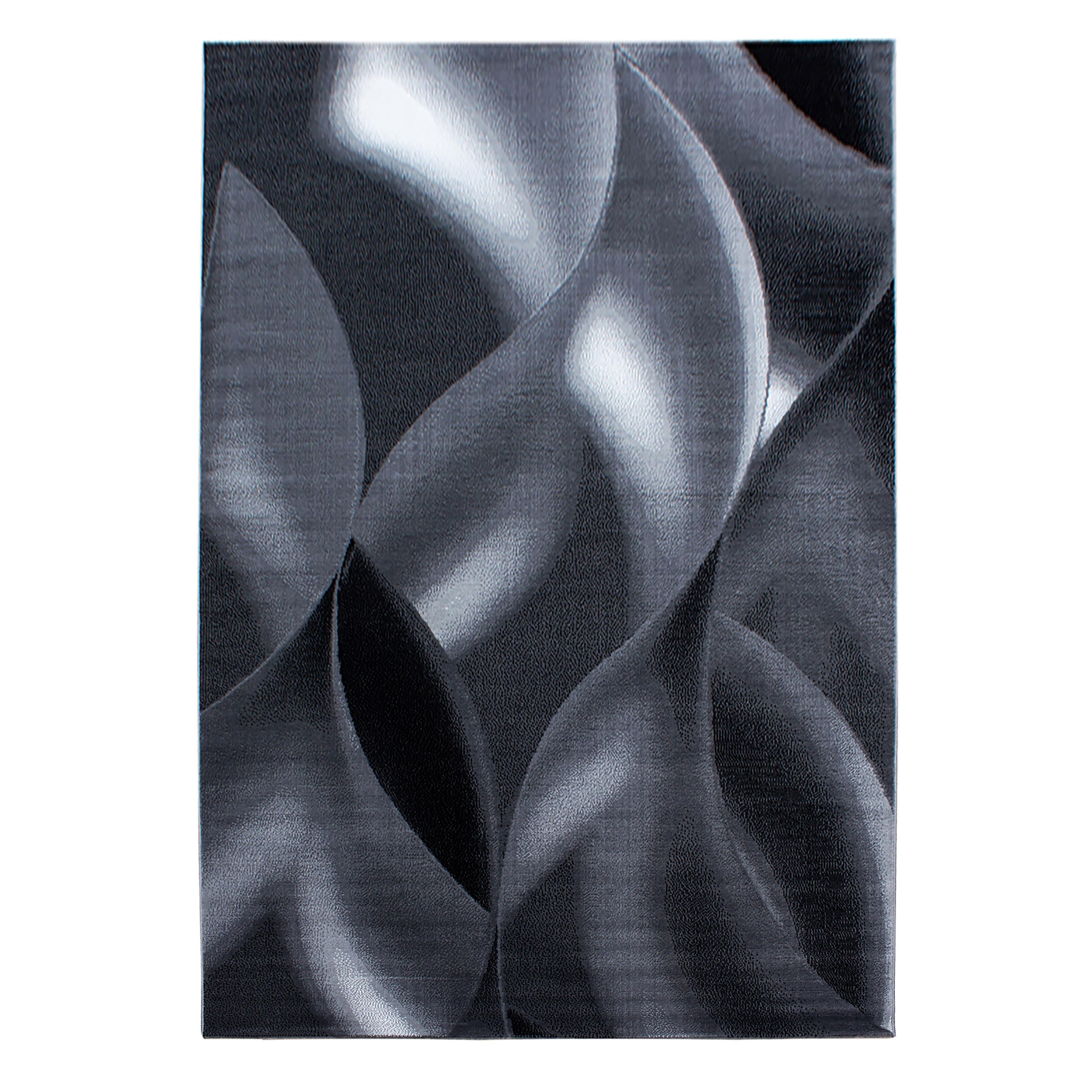 TEPPICH Kurzflor INN in Schwarz, mit abstraktem Wellenmuster, 140 x 200 cm - Schwarz, Textil (200/140cm) - KADIMA DESIGN
