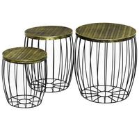 BEISTELLTISCH Metall, Gartentisch rund, Schwarz - Schwarz, Metall (38/38/41cm) - Outsunny
