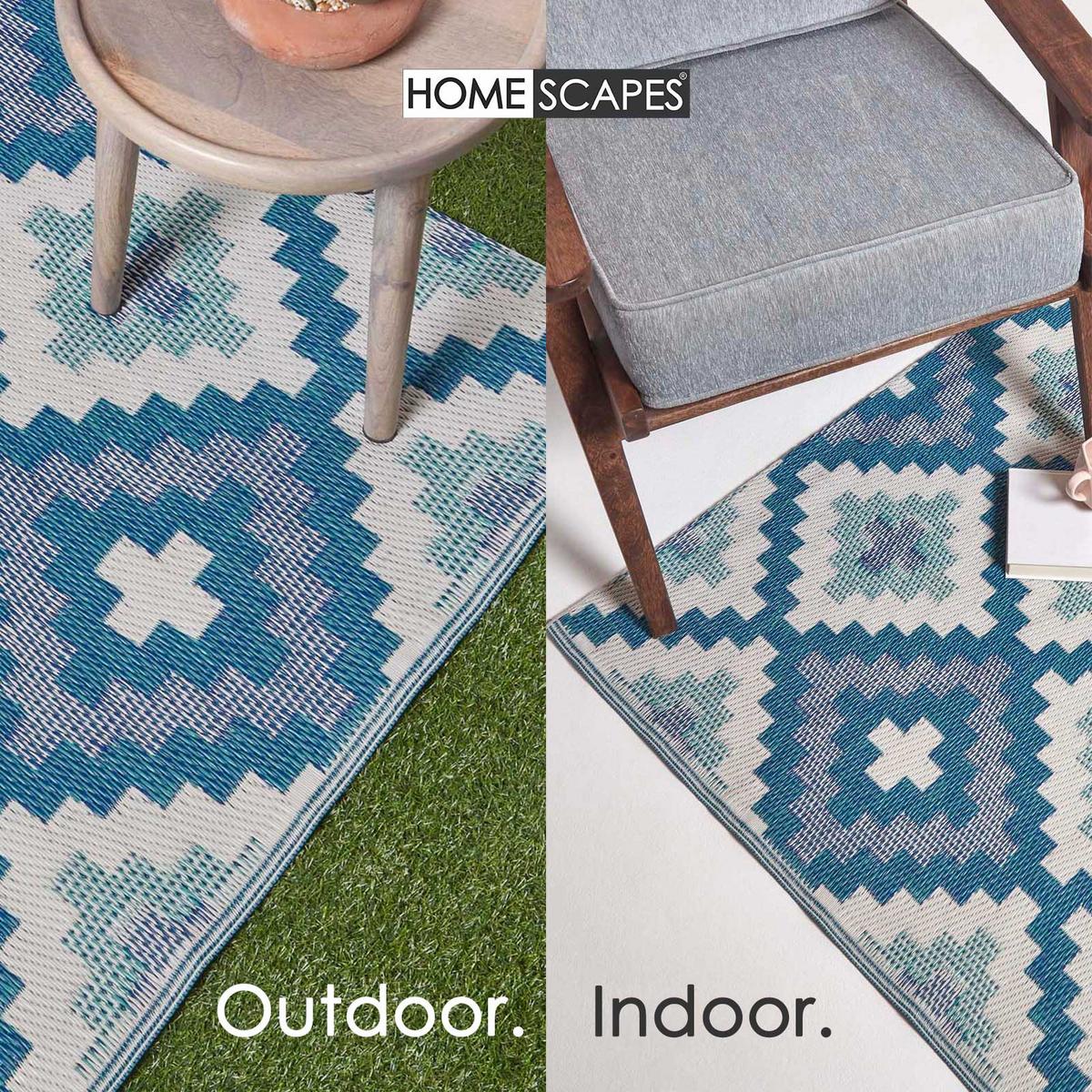 OUTDOORTEPPICH Mia, geometrisch gemustert 180/270 cm - Blau, Kunststoff (180/270cm) - Homescapes