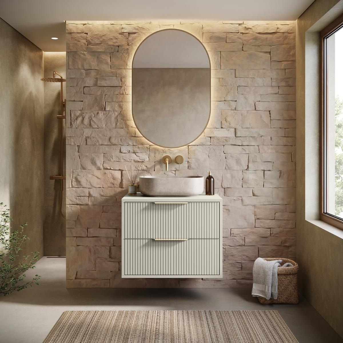 WASCHBECKENUNTERSCHRANK Rimini 2 Schubladen Cashmere - 60 x 46 x 46 cm - Kaschmir, Holz (60/46/46cm) - Badplaats