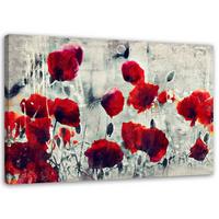 LEINWANDBILD Mohnblumen wie gemalt 90x60cm - Rot, Textil (90/60cm) - Feeby