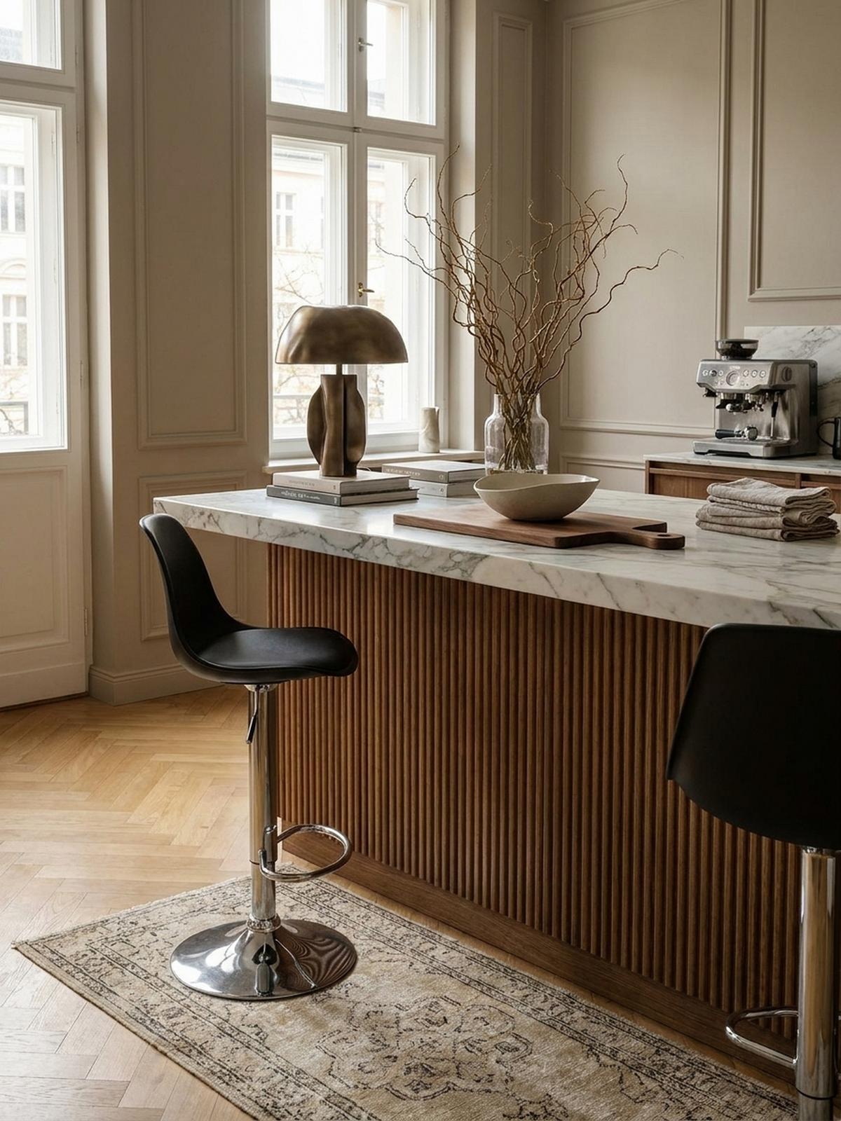 BARHOCKER Lederoptik Verchromt Drehbar BERN, Schwarz 40x40x104 cm - Silberfarben/Schwarz, Kunststoff/Textil (40/104/40cm) - KADIMA DESIGN