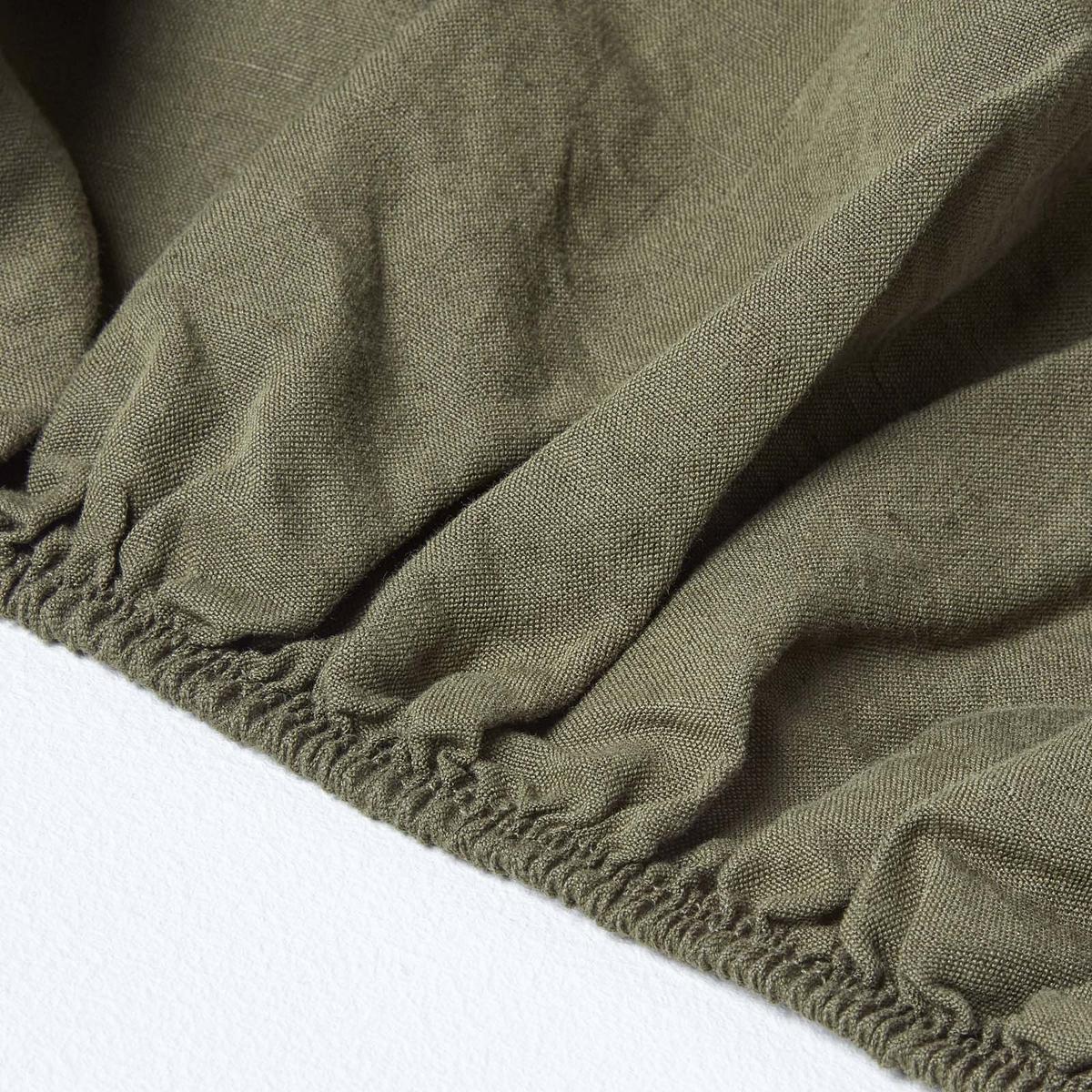 LEINEN-SPANNBETTLAKEN extra hoch, 60% Leinen & 40% Baumwolle - Olivgrün, Textil (90/190cm) - Homescapes