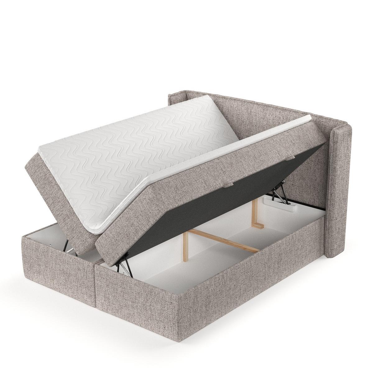 BOXBETT Viva 140/200 cm Beige im Neve Stoff - Beige/Schwarz, Holz/Holzwerkstoff (140/200cm) - AltaBeds