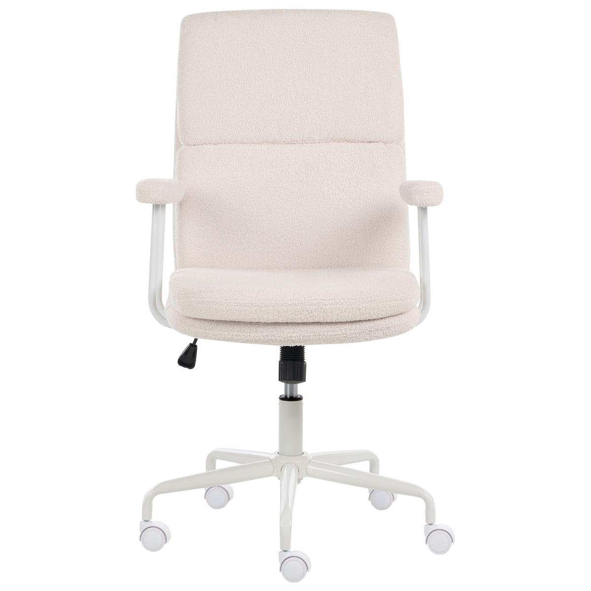 BÜROSTUHL Bouclé Cremeweiß Vero - Creme, Textil (62/100/65cm) - Beliani